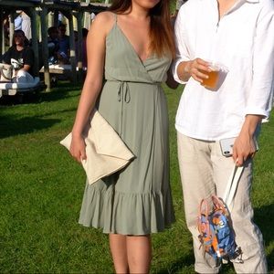 Reformation light sage green wrap dress